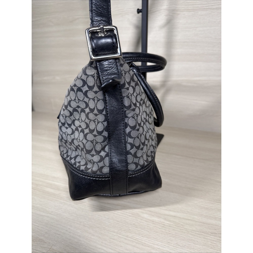 COACH Legacy Black & Silver Stripe Signature Molly Bag Satchel 21154 Purse Tote - Picture 7 of 13